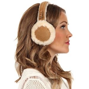 UGG sheepskin suede brown 100% authentic chestnut ear muffs fluffy
